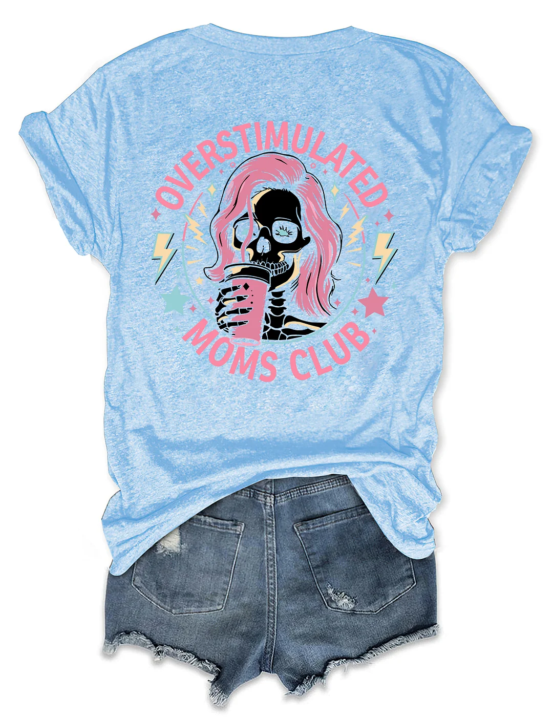 Skeleton Overstimulated Mom Club T-shirt