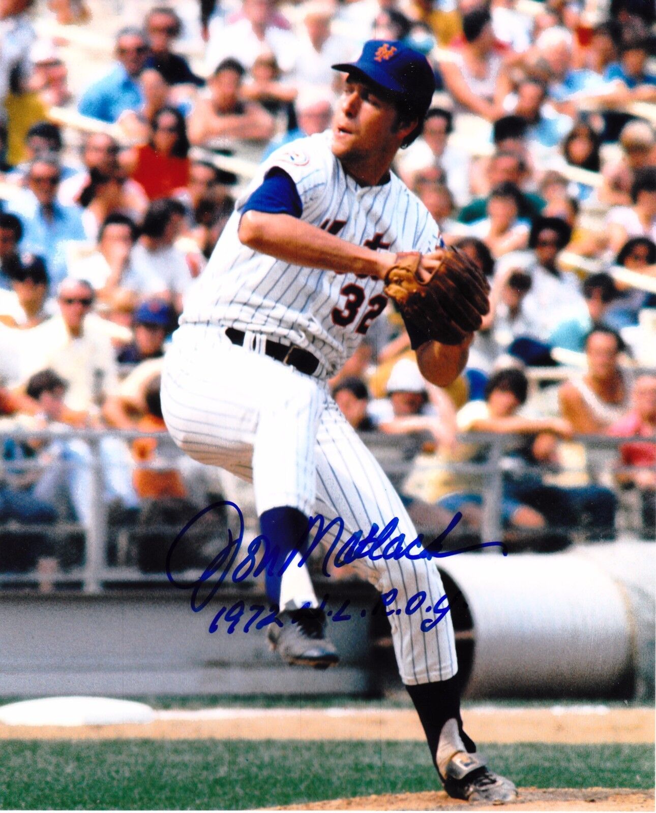 JON MATLACK NEW YORK METS 1972 NL ROY ACTION SIGNED 8X10