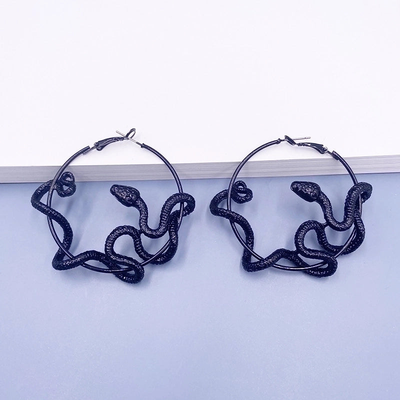 1 Pair Gothic Retro Snake Plating Alloy Gold Plated Silver Plated Hoop Earrings