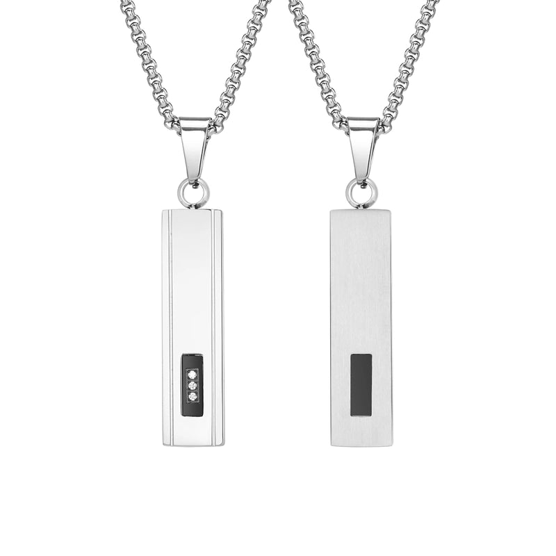 Minimalist Streetwear Square 201 Stainless Steel Inlay Zircon Men’s Pendant Necklace