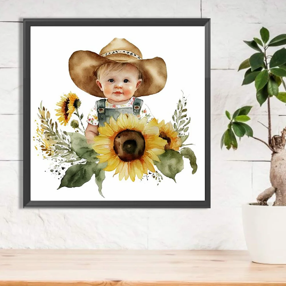Diamond Painting - Full Round Drill - Farm Cowboy Kids(Canvas|30*30cm)