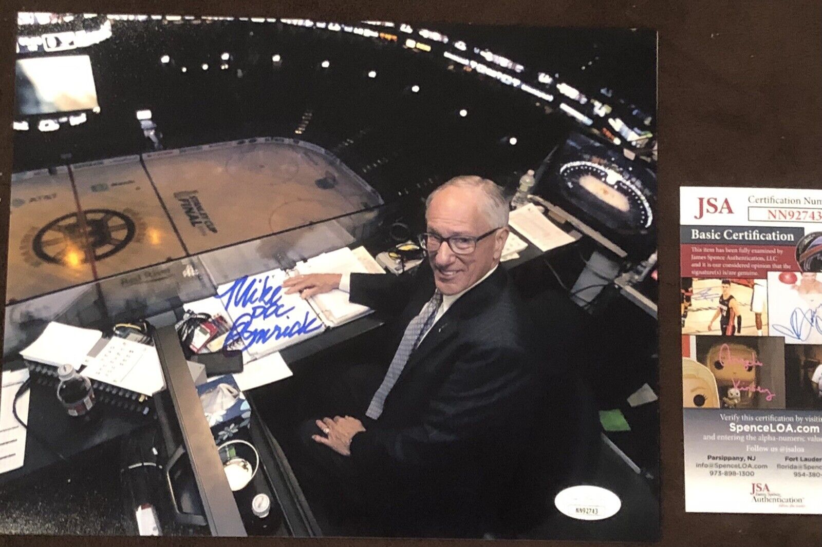 Mike Doc Emrick HOF Announcer SIGNED 8X10 Photo Poster painting JSA Certificate Boston Devils