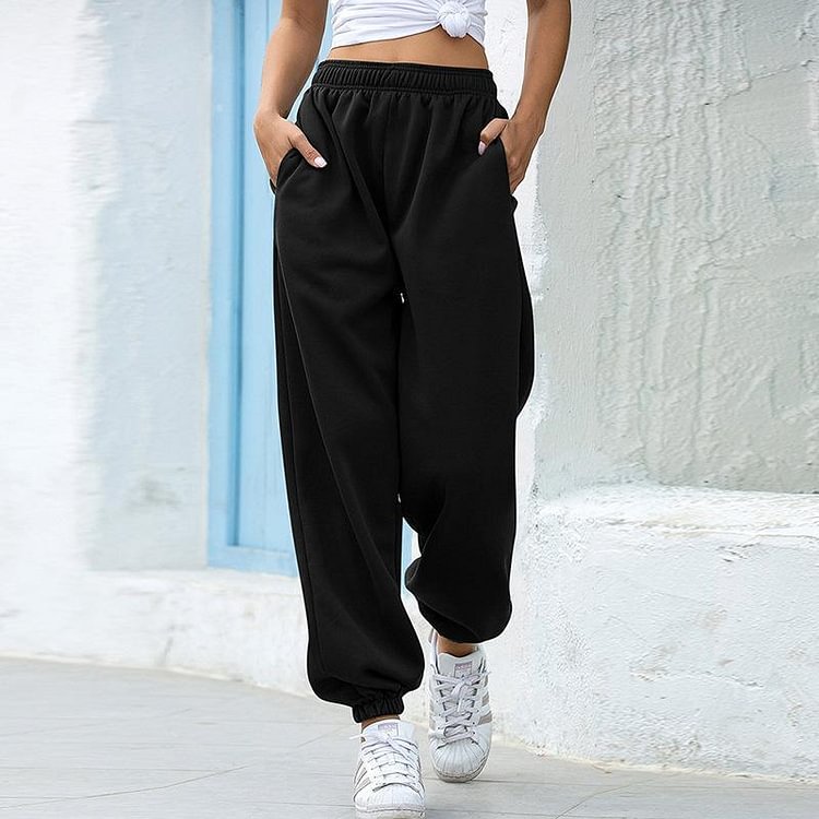 Ladies casual basic loose sweatpants-Mayoulove