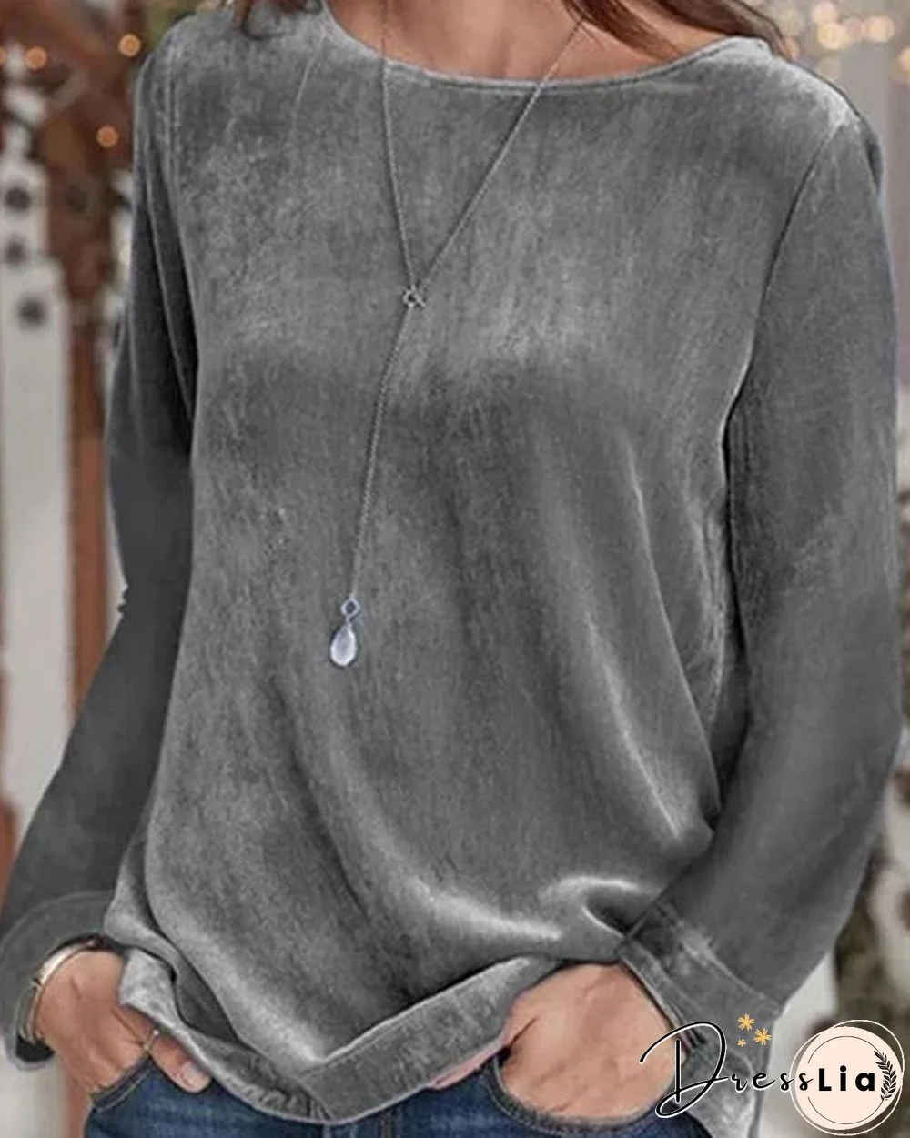 Plain Long Sleeve Casual Crew Neck Sweatershirts