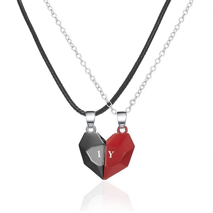 Kettenmachen Personalisierte 2 Buchstaben Herz Halskette für Paar Magnetische Halskette passende Halsketten