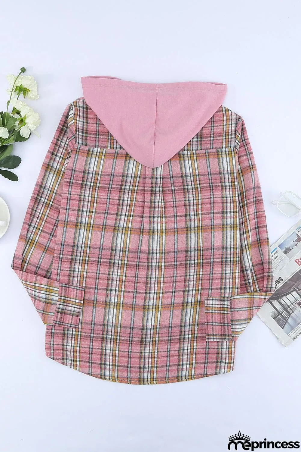 Plaid Hooded Shirt Coat