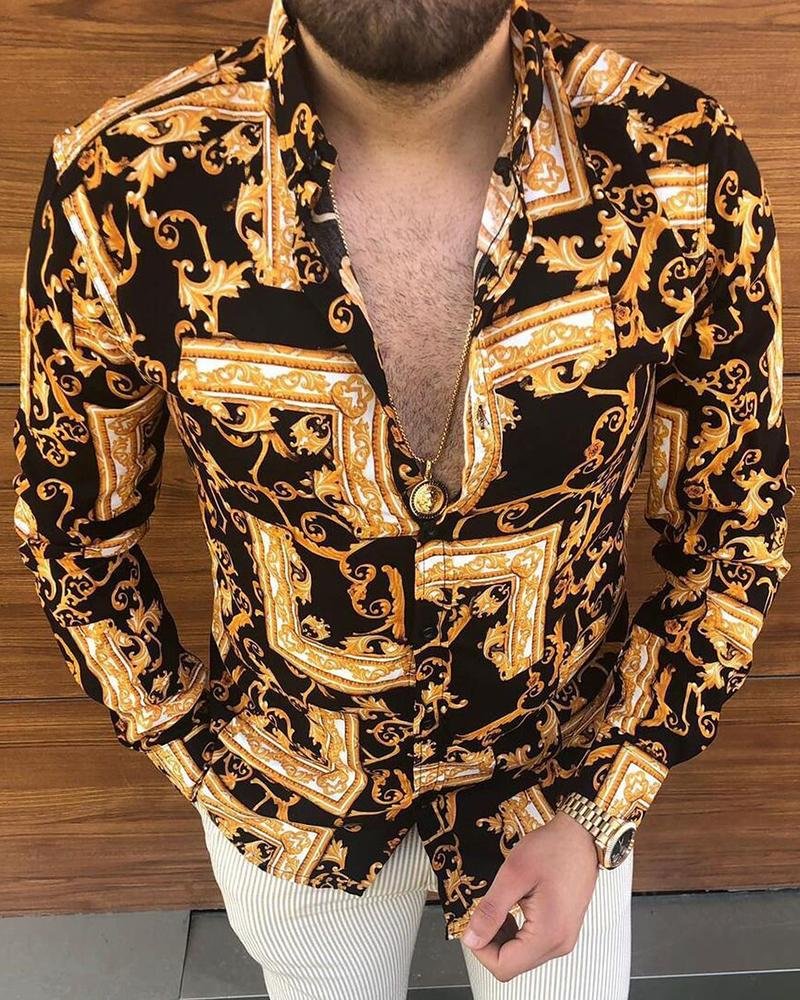 Casual Fashion Printed Long-sleeved Shirt