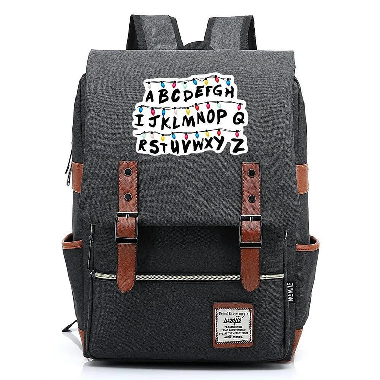 Mayoulove Stranger Things Alphabet Canvas Travel Backpack School Bag-Mayoulove