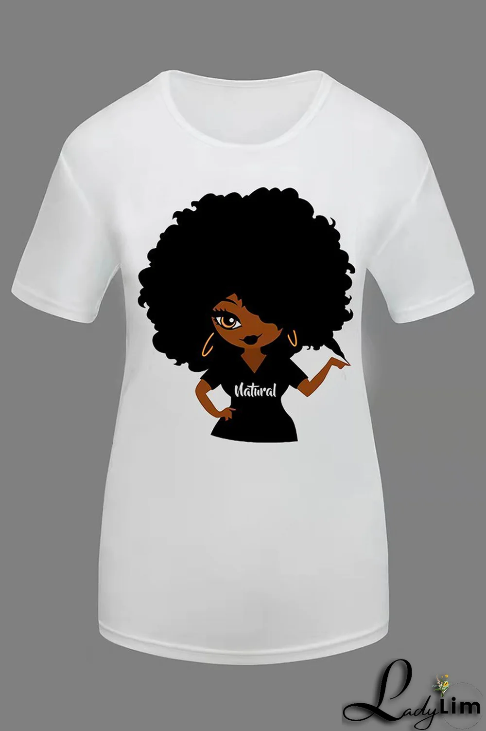 White Street Cute Print Split Joint O Neck T-Shirts