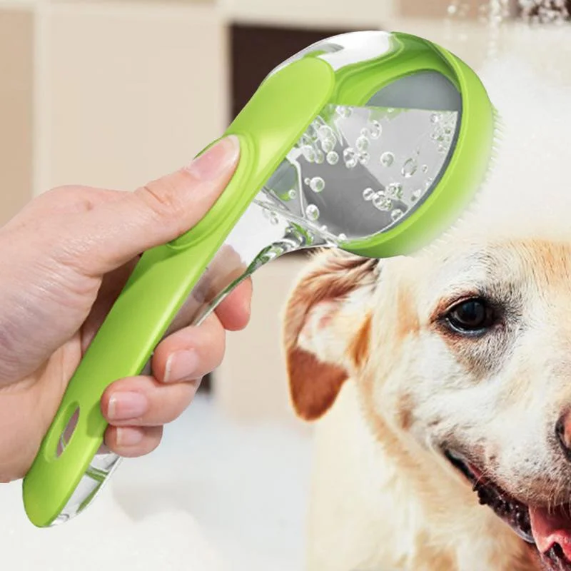 Furry Pet Bath Brush Soft Silicone Long Handle With Shampoo Dispenser