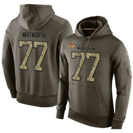 NFL Men's  Cincinnati Bengals #77 Andrew Whitworth Stitched Green Olive Salute To Service KO Performance Hoodie