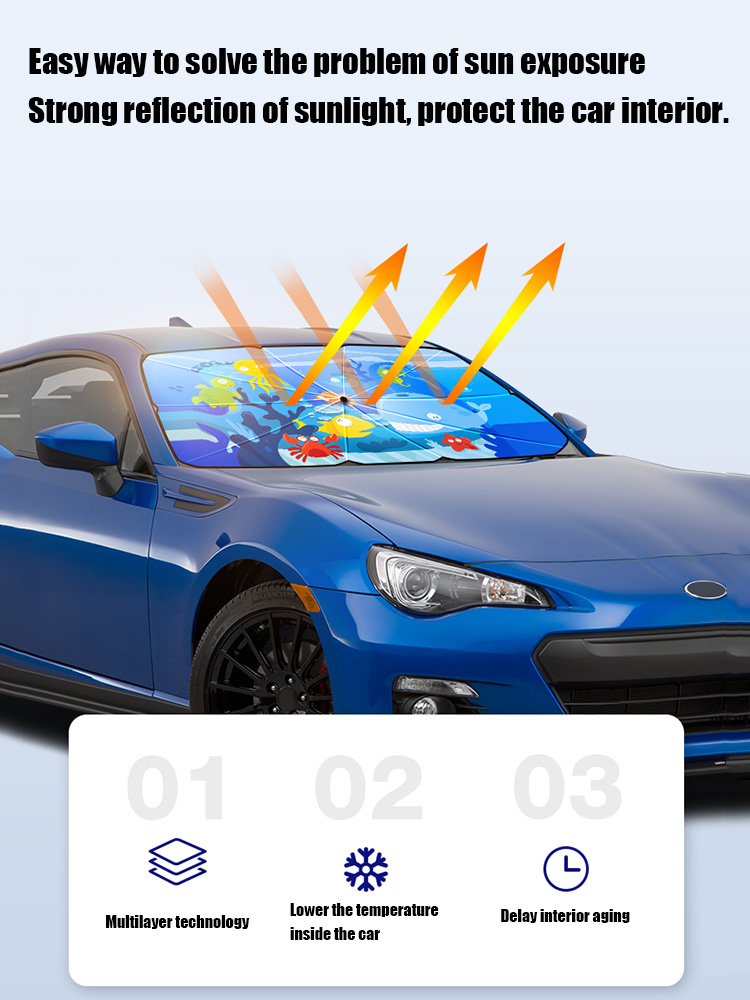 

Car Windshield Sun Shade Umbrella Cartoon Underwater World Sunshade Shield, 501 Original
