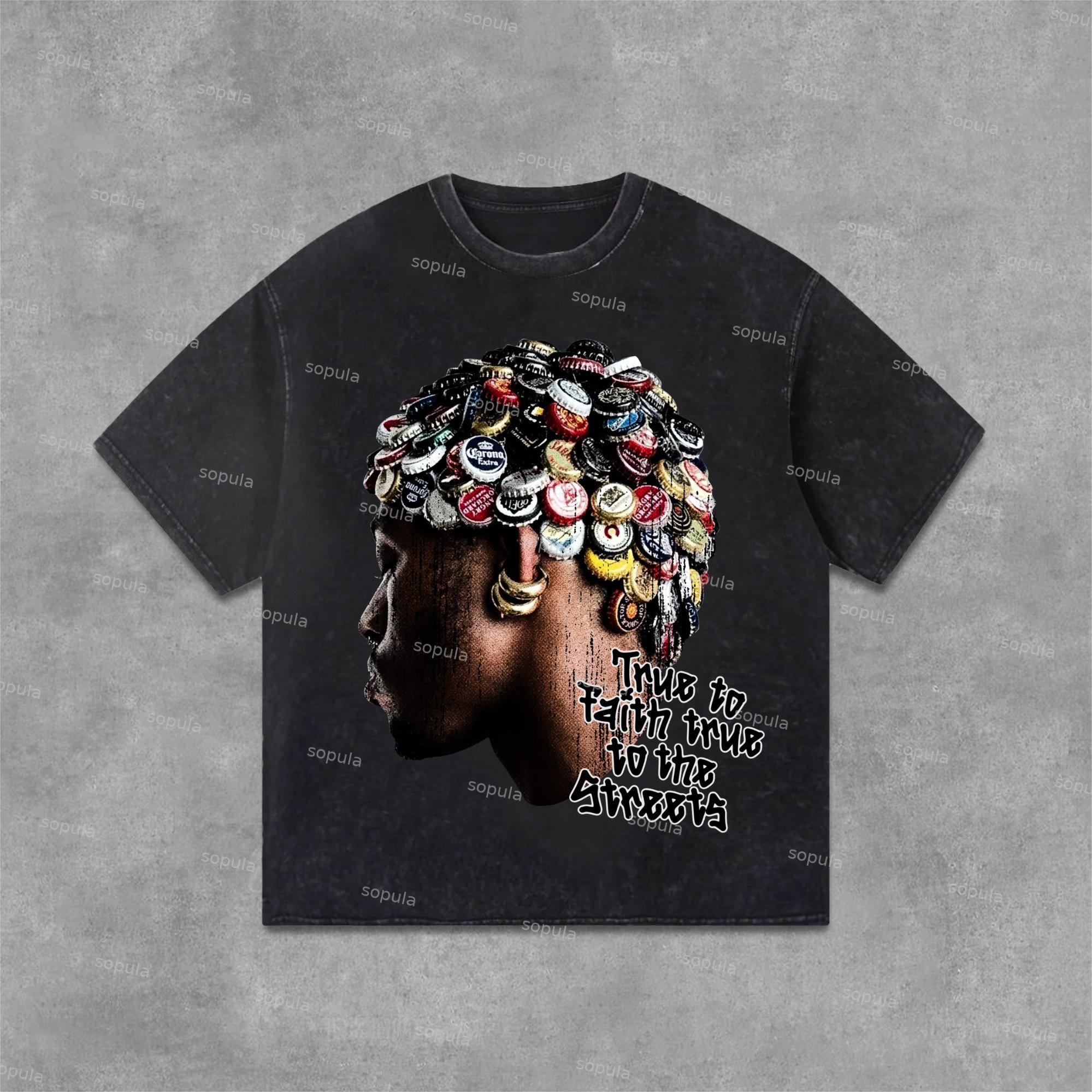 Sopula Street Fashion Retro Men's Head Graphic Pickling Is Old T-Shirt - SOPULA
