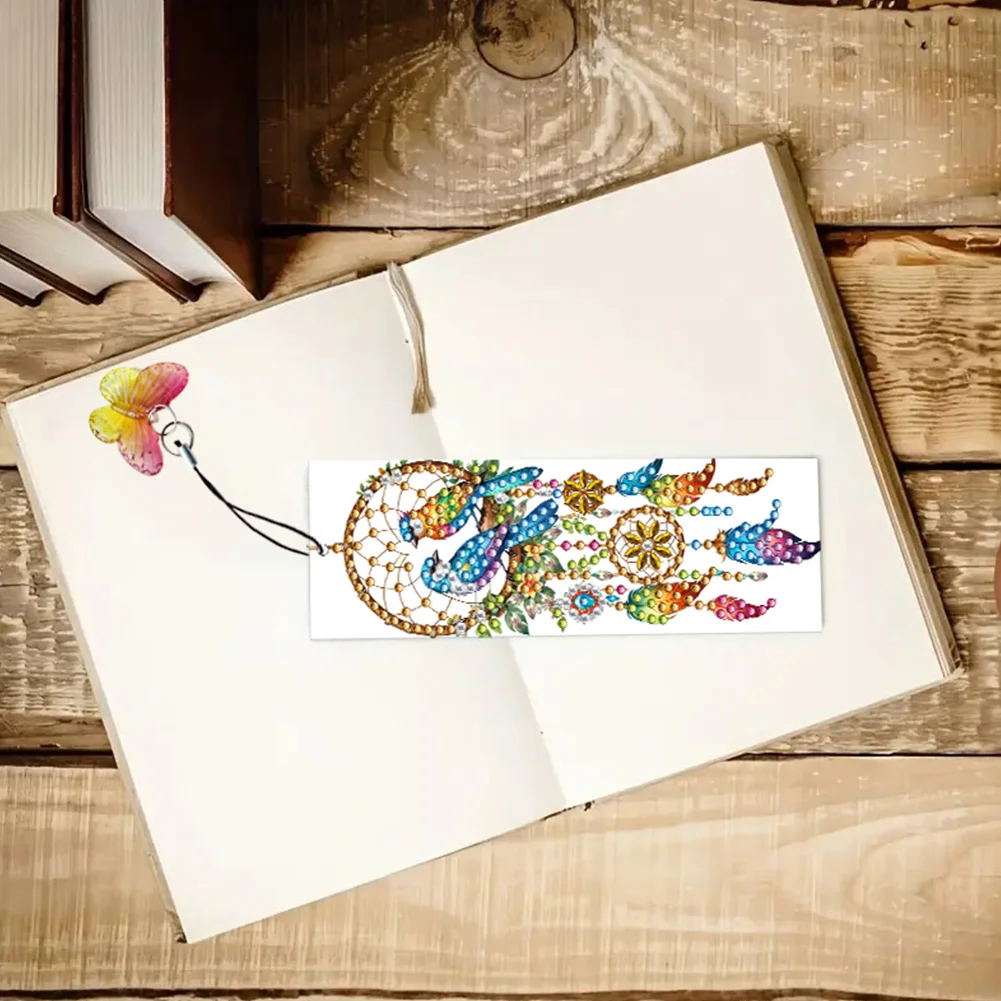 3Pcs Special Shape Dream Catcher Bird Diamond Painting Art Bookmark for Books
