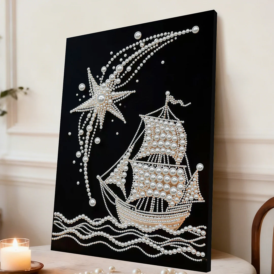 Sailboat - DIY Pearl Diamond Art Kit With Frame 30*40cm