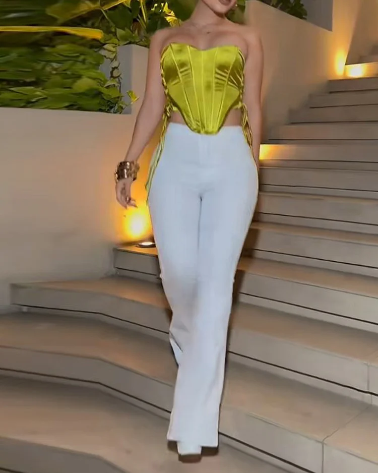 Sleeveless tie two piece suit