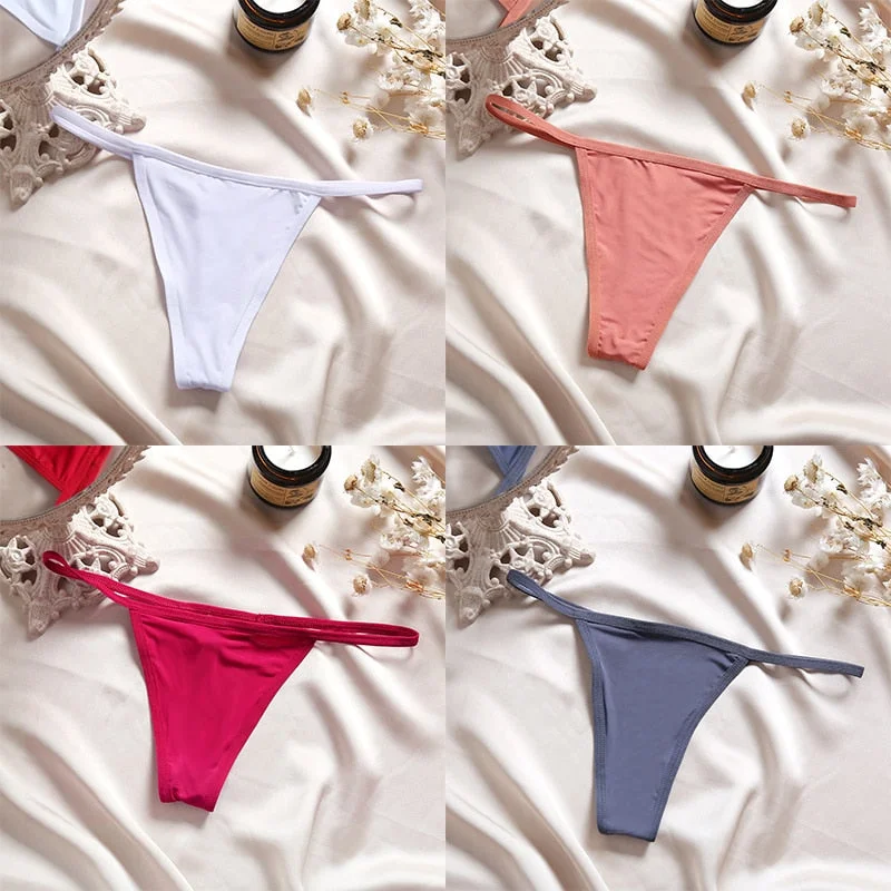 4PCS/Set Sexy Panties Women Thong Female G-string Underwear Panties Solid Color Intimate Lingerie Underpants Seamless Panties