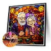 Diamond Painting-DIY Full Round Drill Stained Glass Elderly Couples(40*40 CM)