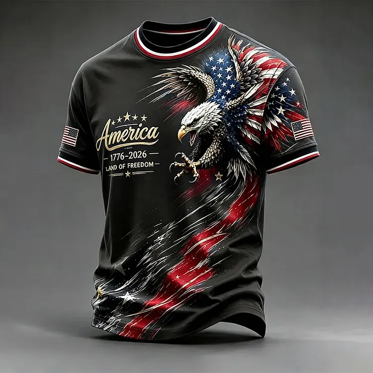 Men's Retro Eagle Pattern Casual T-shirt