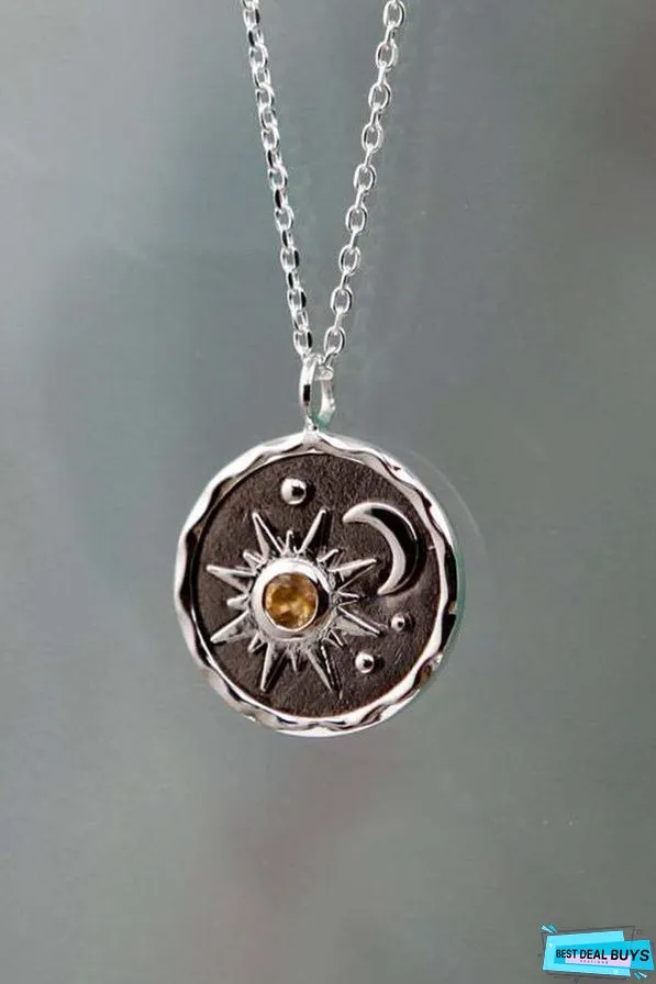 Vintage Sun Moon Exquisite Zircon Necklace