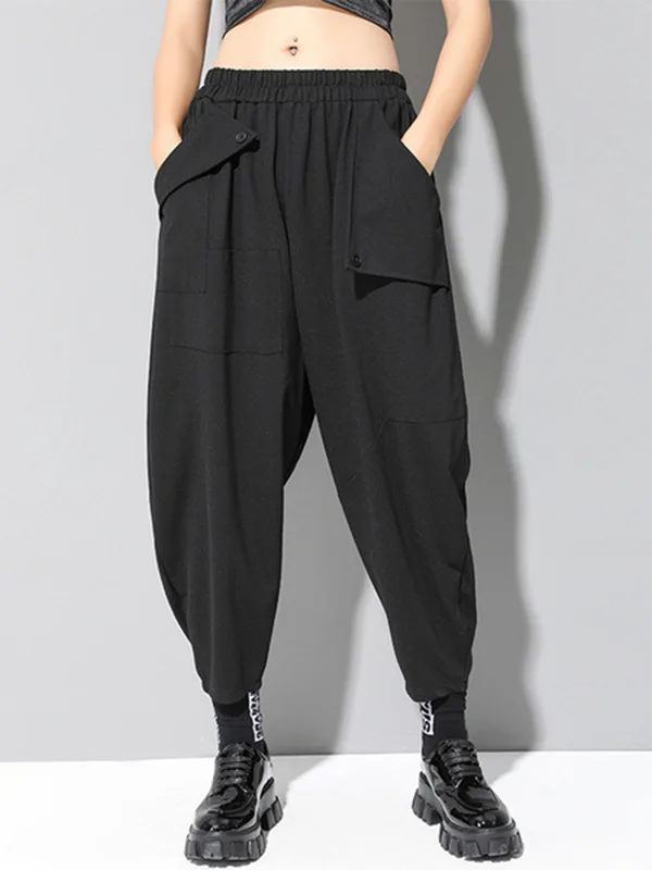 Stylish Black Asymmetric Elasticity Harem Pants