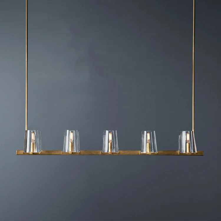 10 Lights Modern Linear Chandelier , Glass Chandelier 49" Vjlight