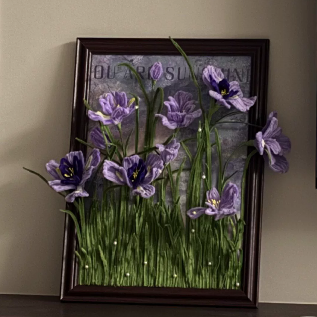 3D Floral Wall Art - "You Are My Sunshine" Purple Irises