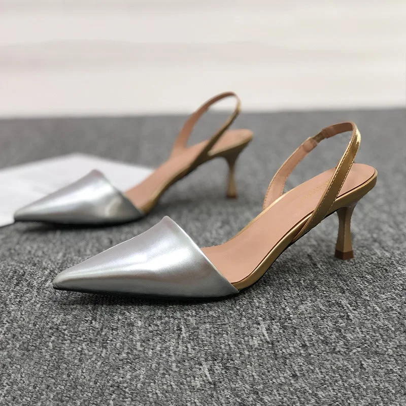 Pointy Temperament High Heels Silver Sexy Stiletto Heels