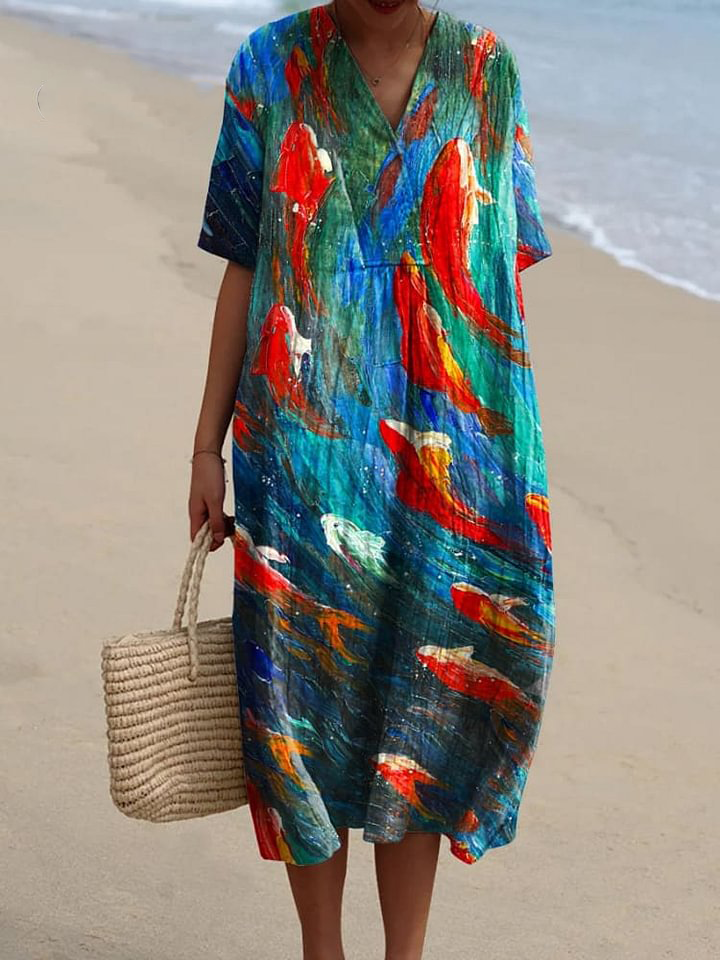Women's  Fish  Art Print  Casual Dress