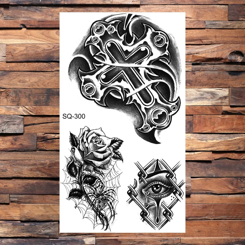 Skull Temporary Tattoos For Adults Men Realistic Tiger Lion Forest Praying Tatoos Vampire Snake Fake Tattoo Sticker Body Leg