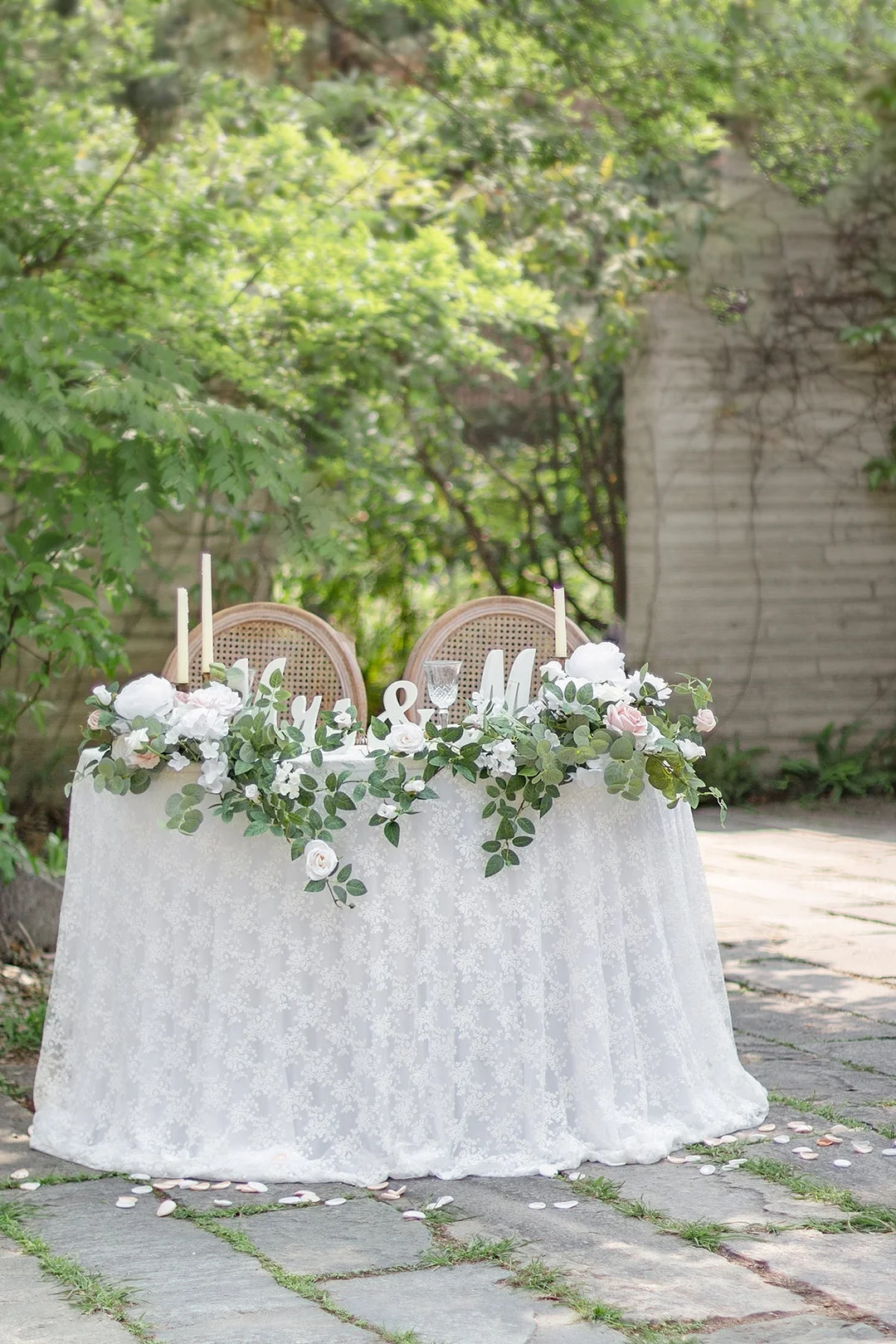 Head Table Floral Swags in White & Sage