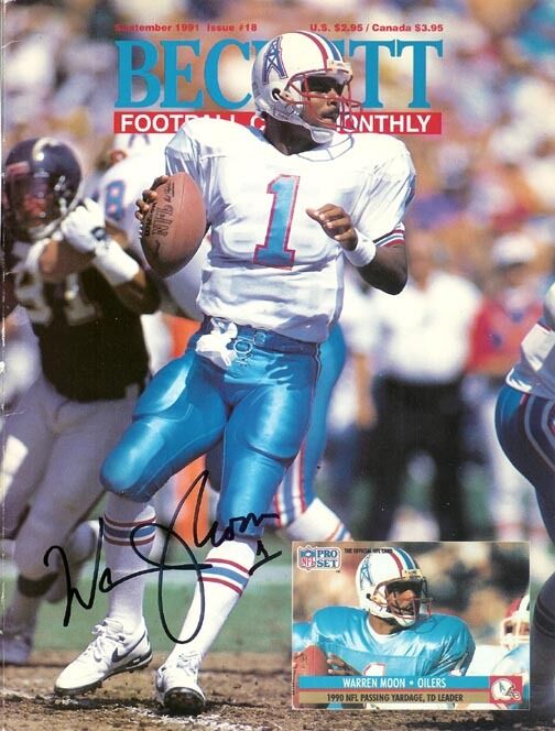 *WARREN MOON*SIGNED*AUTOGRAPHED*PICTURE*HOUSTON*OILERS*HALL OF FAME*FOOTBALL*COA