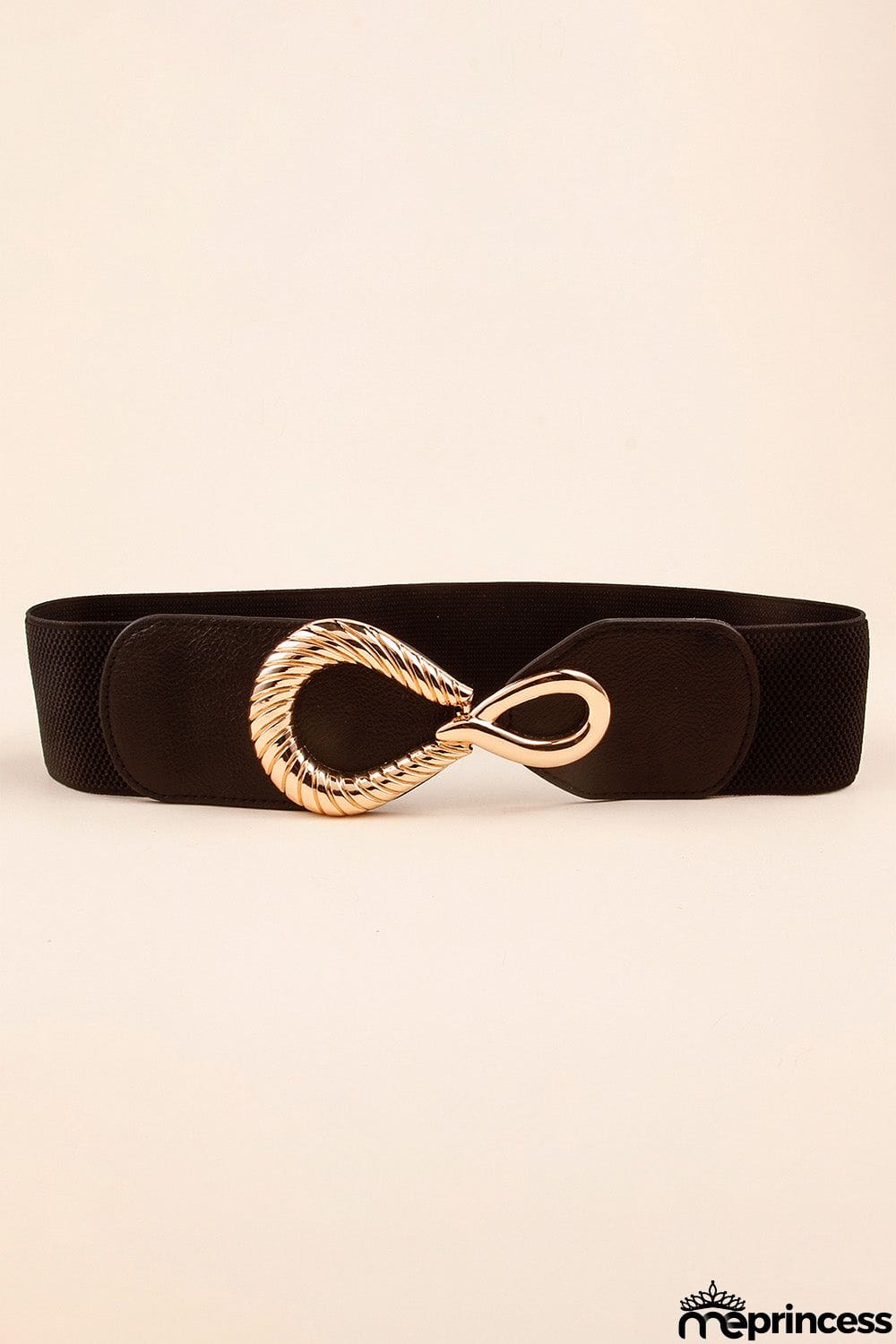 Ribbed Alloy Buckle Elastic Belt
