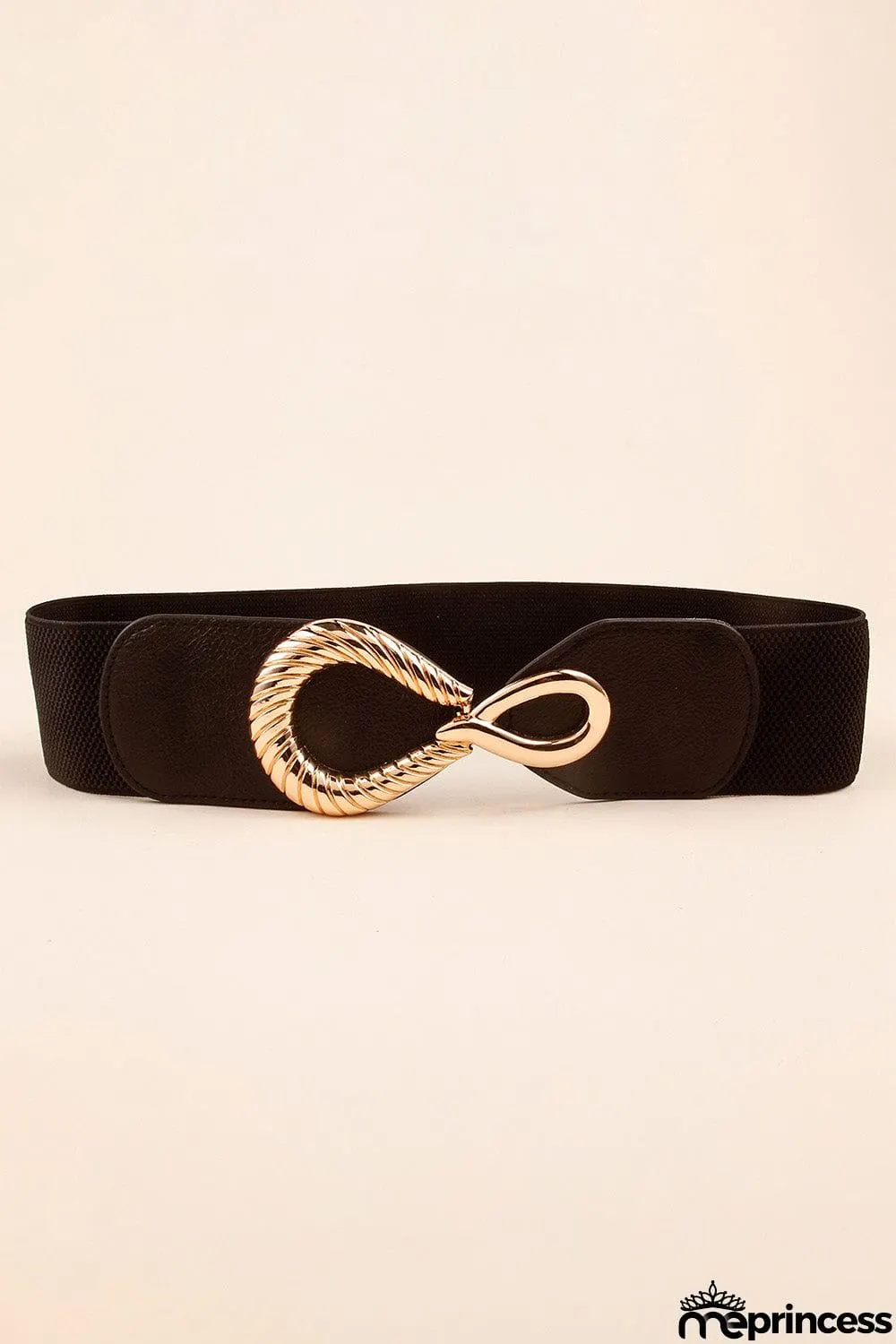 Ribbed Alloy Buckle Elastic Belt