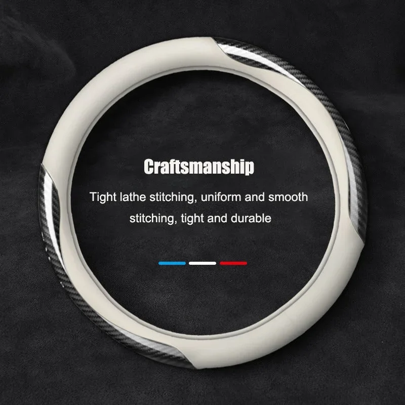 Car leather hollow anti-hand sweat steering wheel cover
