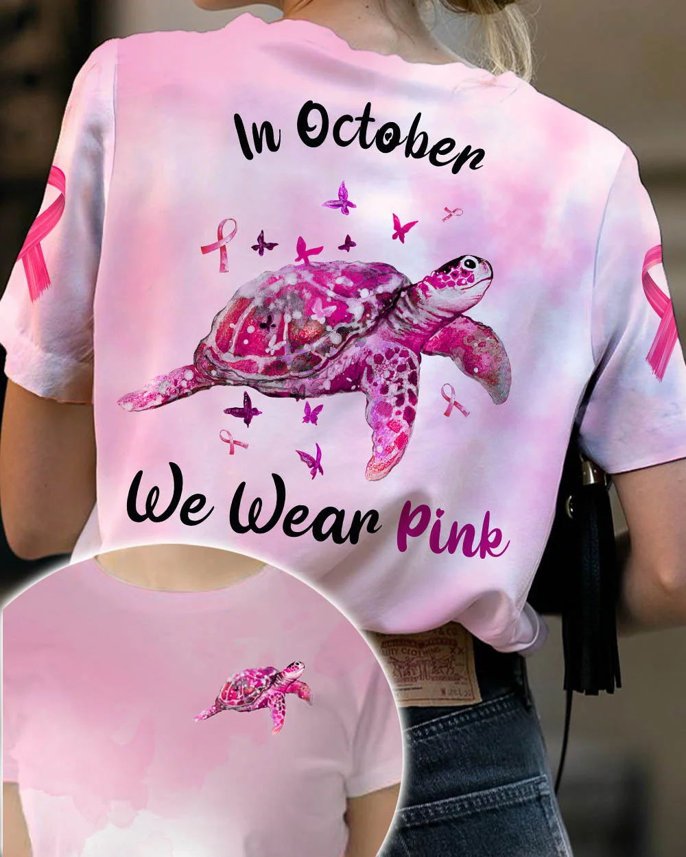Turtle Wear Pink Breast Cancer Tee