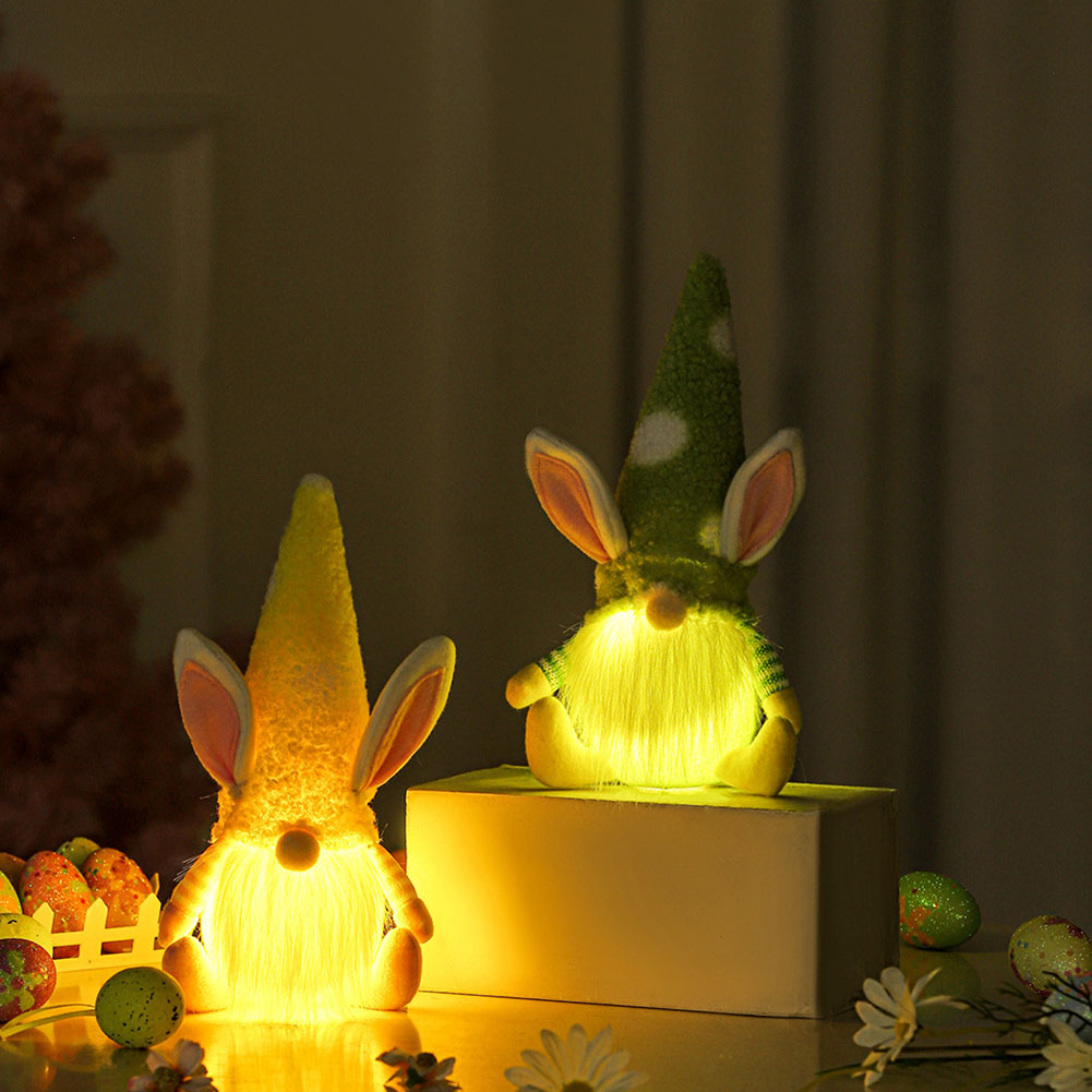 Easter Bunny Rudolph Doll Gnome Dwarf Ornaments with LED Light Party Decor от Cesdeals WW