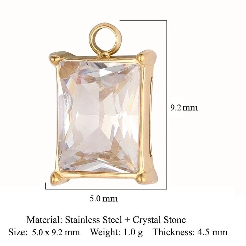 3 Pieces Retro Solid Color Stainless Steel Plating Inlay Rhinestones 18k Gold Plated Charms Jewelry Accessories