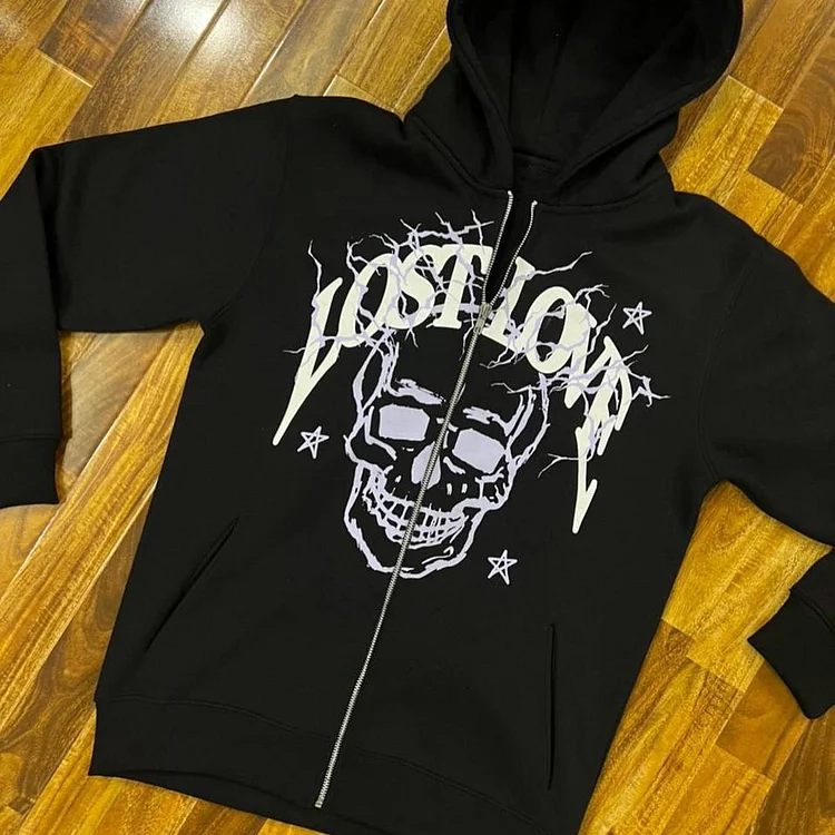 Lost Love Print Cardigan Long Sleeve Hoodie