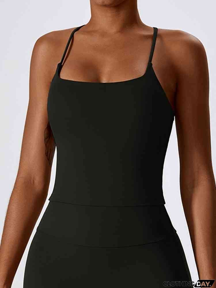 Square Neck Back Crisscross Tank Top