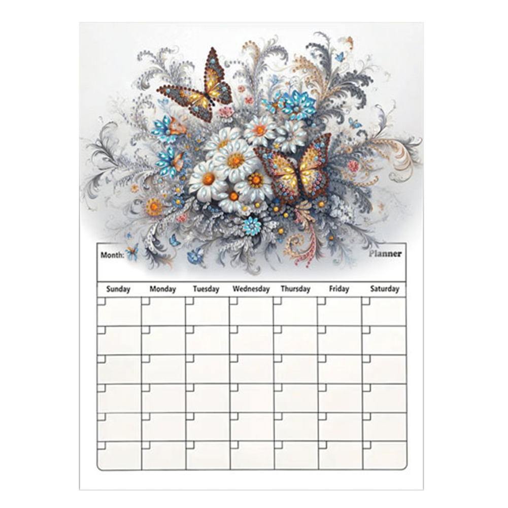 Special Shaped Butterfly Flower 5D DIY Diamond Art Monthly Planner for Beginners