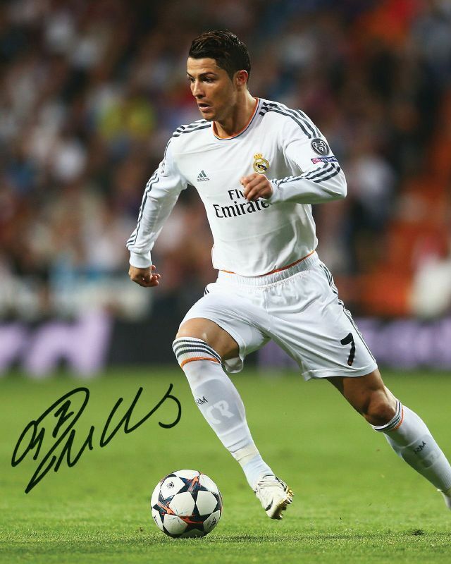 Cristiano Ronaldo -Real Madrid Autograph Signed Photo Poster painting Print