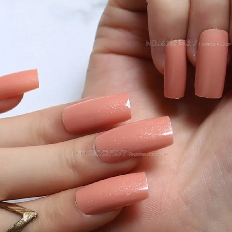 Pink Blue Extra long rectangular False nails clear rainbow glitter ombre High quality gel square Fake nails Home salon nails-Nail Inspo