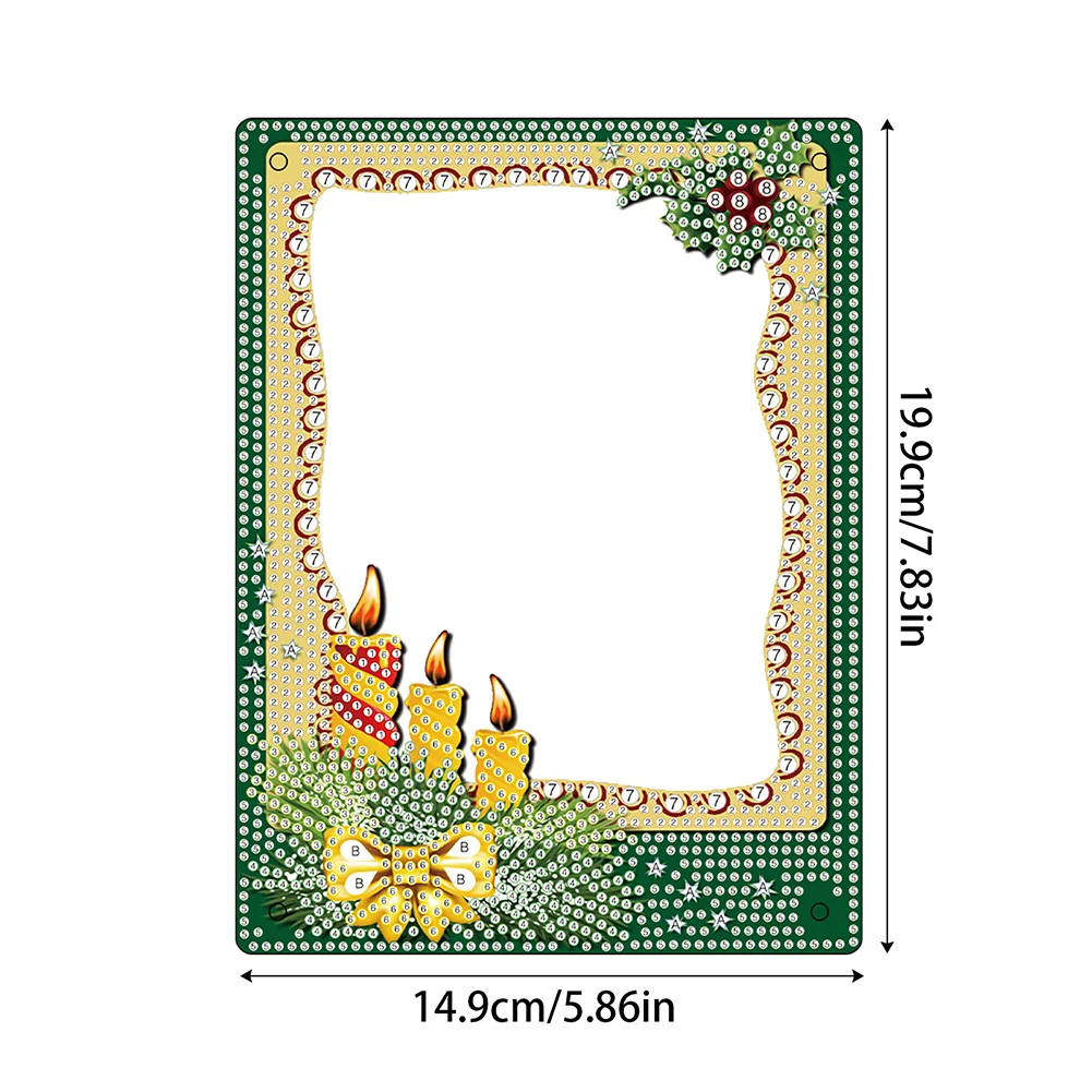 5D DIY Christmas Green Floral Special Shape Diamond Painting Photo Frame Home Decor