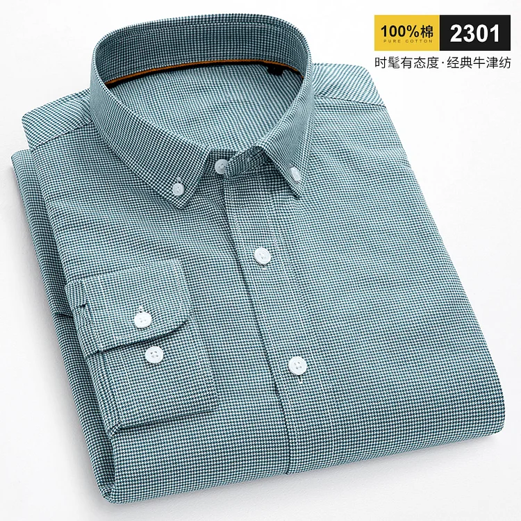 Mingyejia Spring Oxford spinning long-sleeved shirt men  new cotton casual shirt jacket men's British stripe gray and white fit work shirt