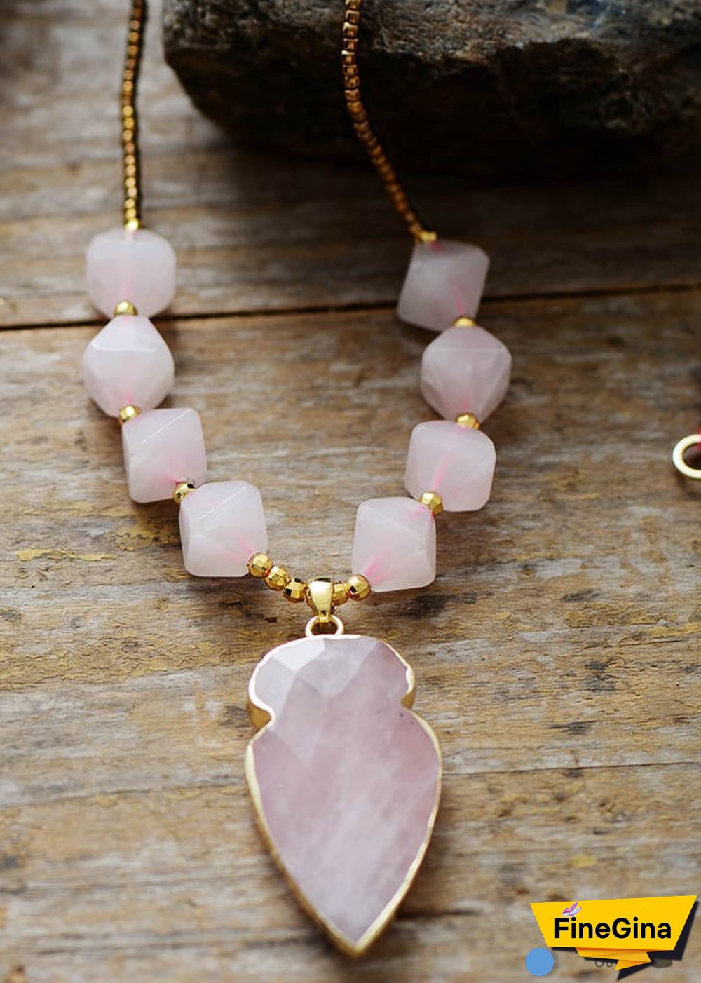 Boho Necklace, Amethysts Hexagonal Cone Pendant Necklace
