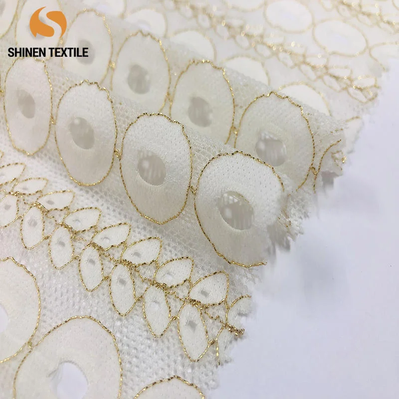 round leaf gold pattern lace，92%Nylon 8%Spandex,121G,Wedding dress、dress、skirt、Chinese manufacture