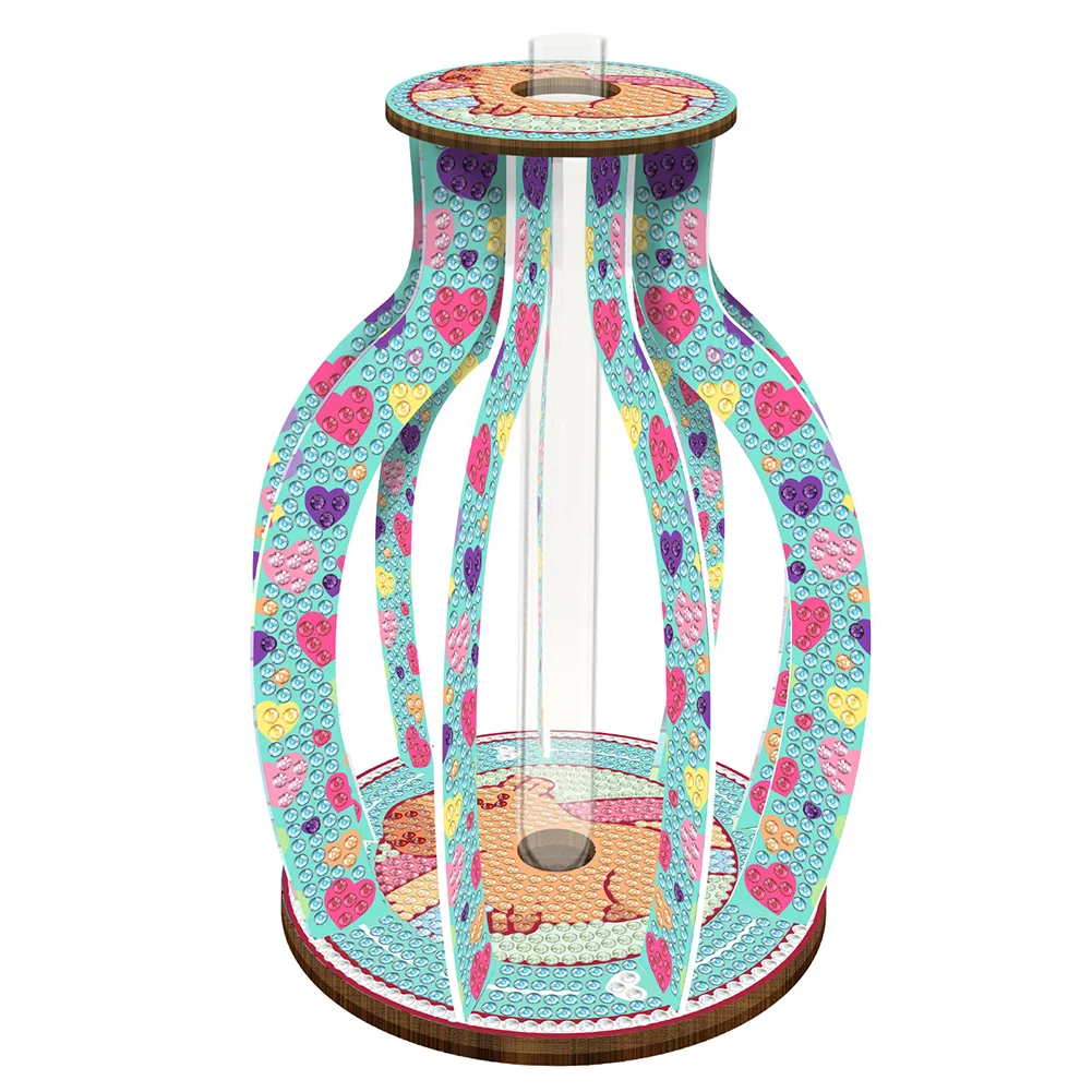 Wooden Capybara Diamond Painting Rhinestones Vase 5D DIY Diamond Art Flower Vase