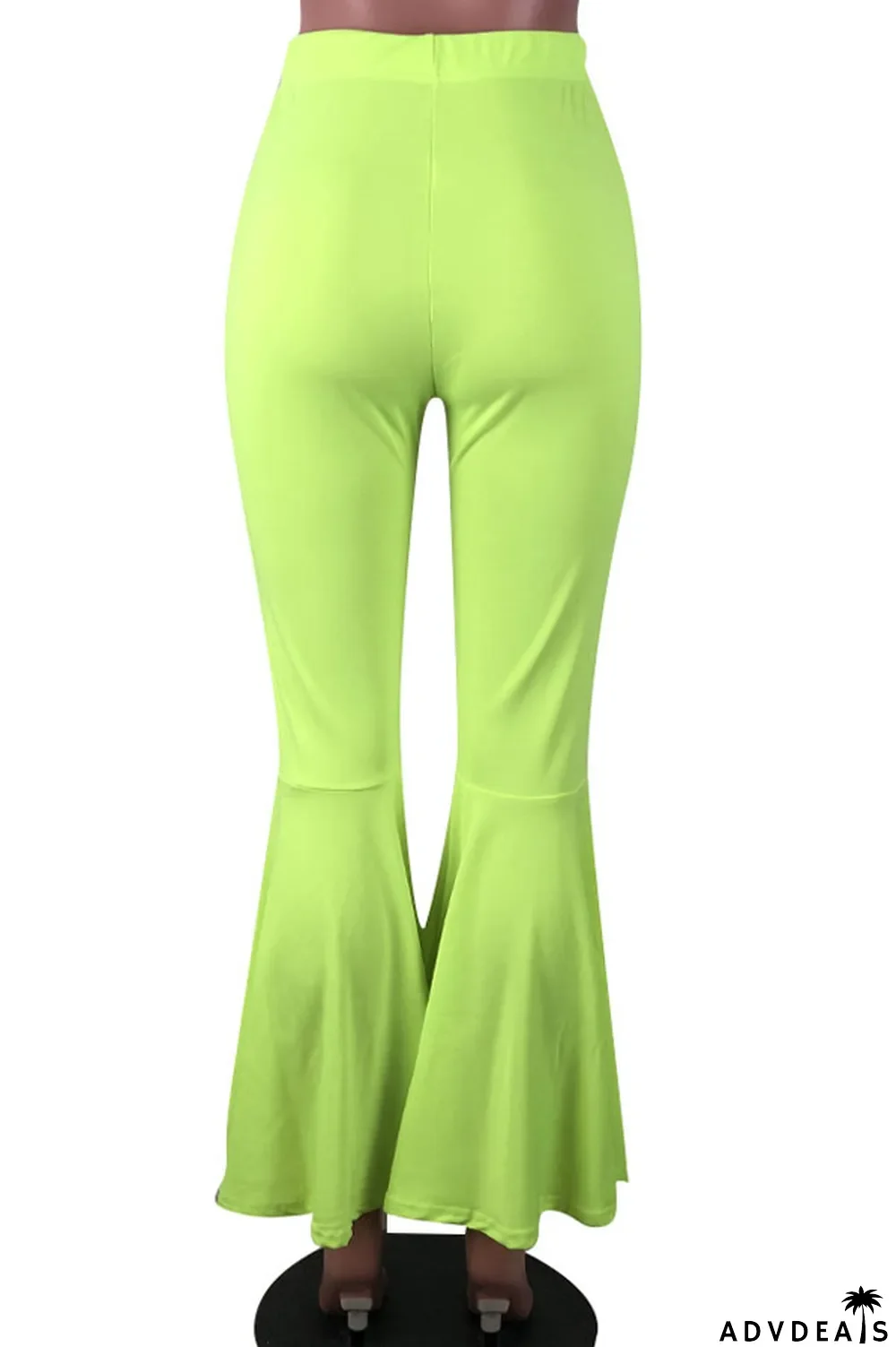 Orange venetian Elastic Fly Mid Solid Boot Cut Pants Bottoms