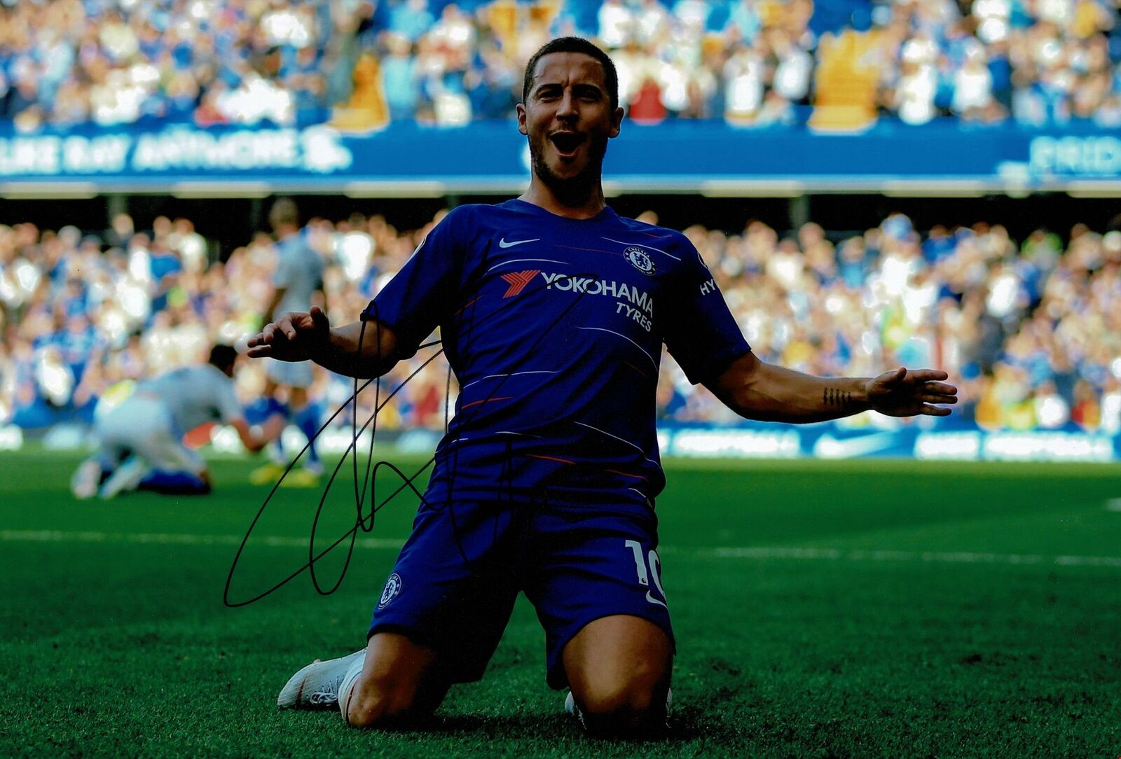 Eden Hazard Signed 12X8 Photo Poster painting Chelsea FC GENUINE Autograph AFTAL COA (1825)